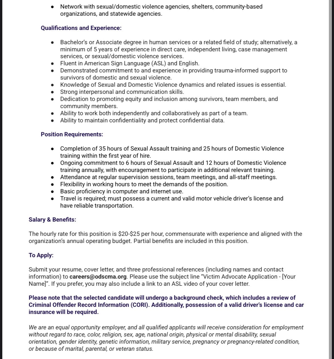 Join Our Team as a Victim Advocate – Western MA Region